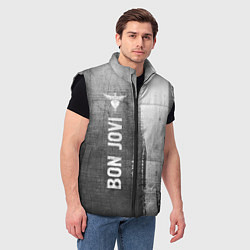 Мужской жилет Bon Jovi - grey gradient по-вертикали, цвет: 3D-черный — фото 2