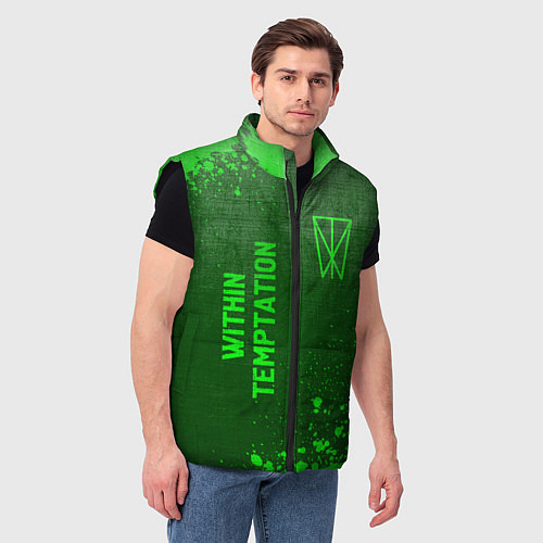 Мужской жилет Within Temptation - green gradient вертикально / 3D-Черный – фото 3