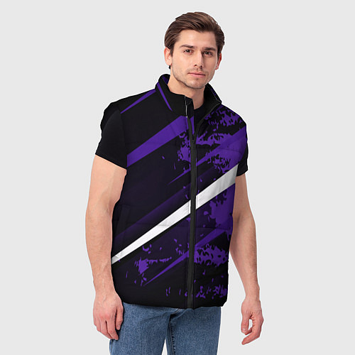 Мужской жилет Color black purple line / 3D-Черный – фото 3