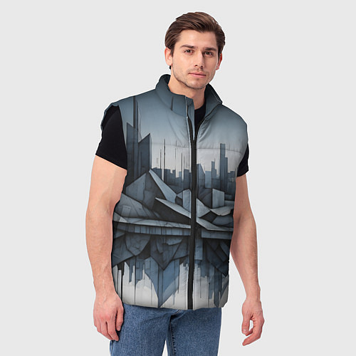 Мужской жилет Небоскребы и скалы / 3D-Черный – фото 3