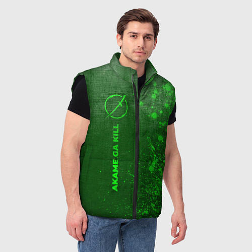 Мужской жилет Akame ga Kill - green gradient по-вертикали / 3D-Черный – фото 3