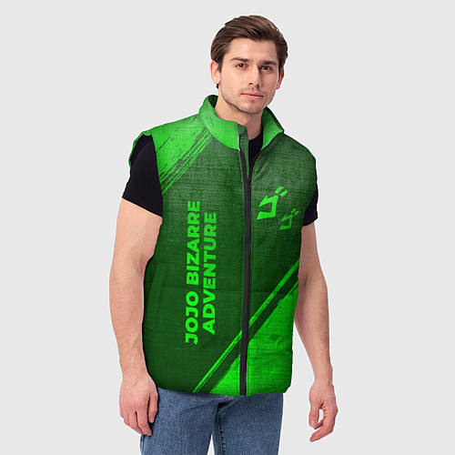 Мужской жилет JoJo Bizarre Adventure - green gradient вертикальн / 3D-Черный – фото 3