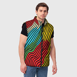 Мужской жилет Абстрактные цветные линии, цвет: 3D-черный — фото 2