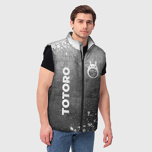 Мужской жилет Totoro - grey gradient вертикально / 3D-Черный – фото 3