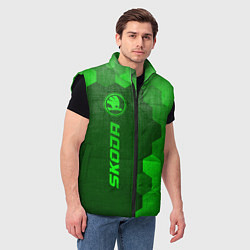 Мужской жилет Skoda - green gradient по-вертикали, цвет: 3D-черный — фото 2