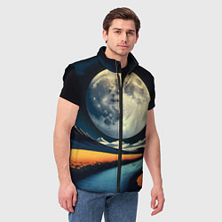 Мужской жилет Луна и маки, цвет: 3D-черный — фото 2