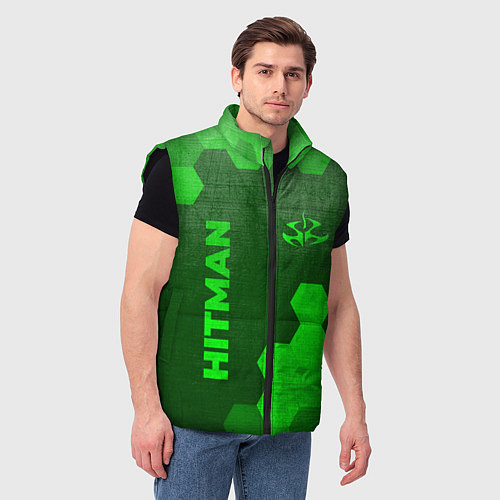 Мужской жилет Hitman - green gradient вертикально / 3D-Черный – фото 3