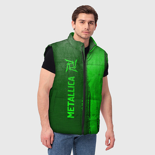 Мужской жилет Metallica - green gradient по-вертикали / 3D-Черный – фото 3