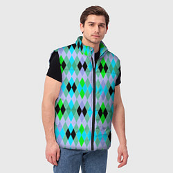 Мужской жилет Геометрический узор с разноцветными ромбами, цвет: 3D-черный — фото 2