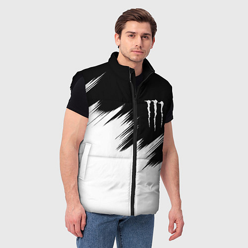 Мужской жилет Monster energy белые штрихи / 3D-Черный – фото 3