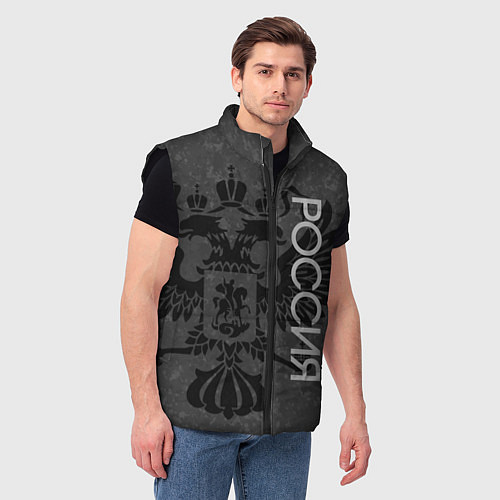 Мужской жилет Россия тёмно-серый с гербом / 3D-Черный – фото 3