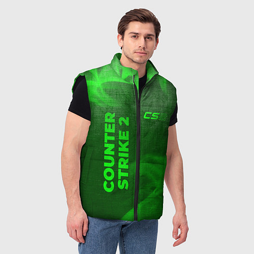 Мужской жилет Counter Strike 2 - green gradient вертикально / 3D-Черный – фото 3