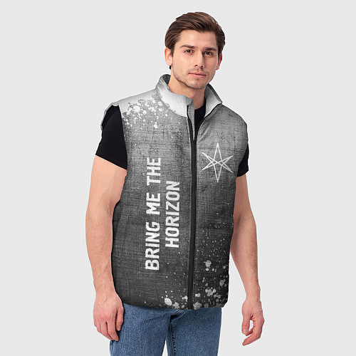 Мужской жилет Bring Me the Horizon - grey gradient вертикально / 3D-Черный – фото 3