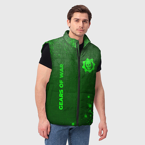 Мужской жилет Gears of War - green gradient вертикально / 3D-Черный – фото 3