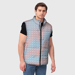 Мужской жилет Красно-синие фигуры на белом фоне, цвет: 3D-черный — фото 2