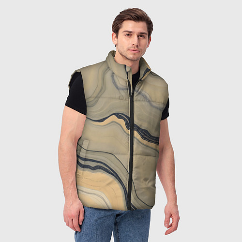 Мужской жилет Песочный мрамор / 3D-Черный – фото 3