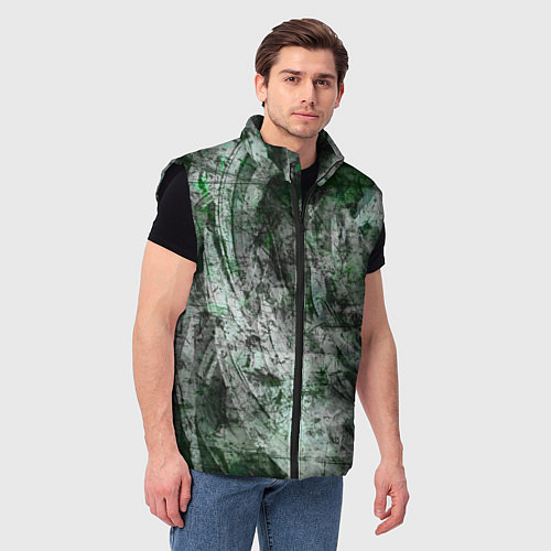 Мужской жилет Абстракция - grey emerald rock / 3D-Черный – фото 3