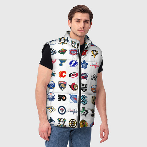 Мужской жилет Команды НХЛ на белом фоне / 3D-Черный – фото 3