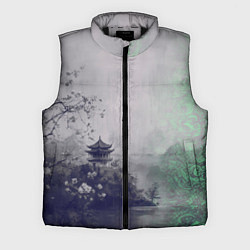 Мужской жилет Рыбацкий домик на берегу озера, цвет: 3D-черный
