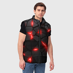 Мужской жилет Красная неоновая броня, цвет: 3D-черный — фото 2