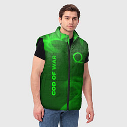 Мужской жилет God of War - green gradient вертикально, цвет: 3D-черный — фото 2