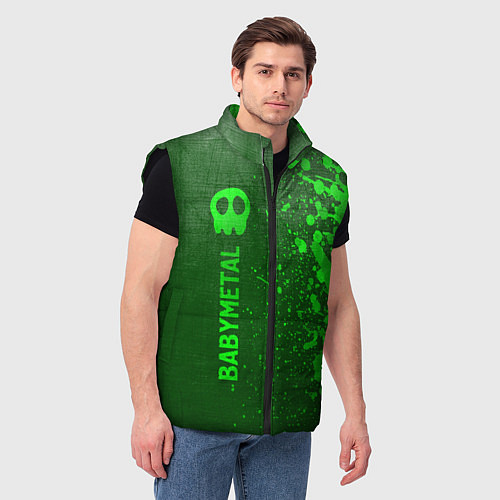 Мужской жилет Babymetal - green gradient по-вертикали / 3D-Черный – фото 3