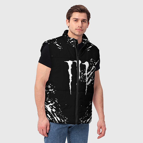 Мужской жилет Monster energy white splash / 3D-Черный – фото 3