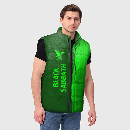 Мужской жилет Black Sabbath - green gradient по-вертикали / 3D-Черный – фото 3