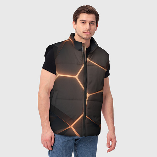 Мужской жилет Серая текстура из сот / 3D-Черный – фото 3