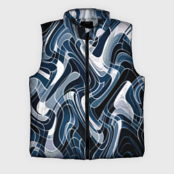 Мужской жилет Тёмно-синий искажённая абстракция, цвет: 3D-черный