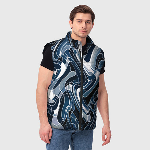 Мужской жилет Тёмно-синий искажённая абстракция / 3D-Черный – фото 3