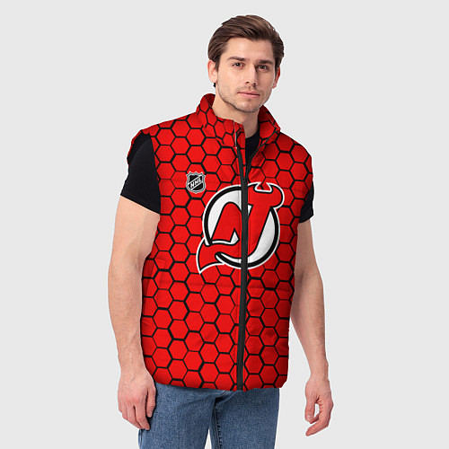 Мужской жилет Нью Джерси Девилз - красные соты / 3D-Черный – фото 3