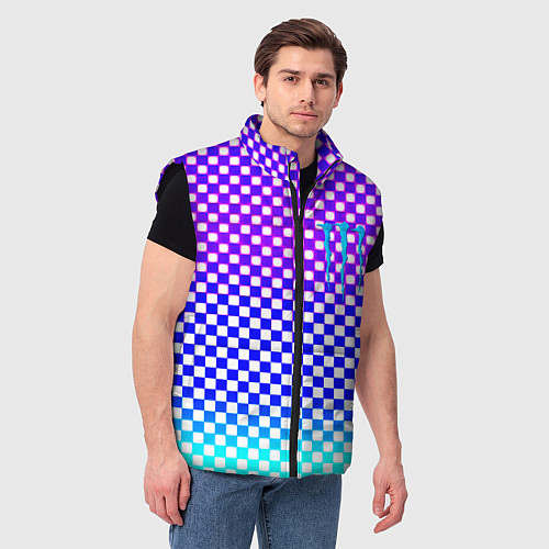 Мужской жилет Monster шахматная клетка градиент / 3D-Черный – фото 3
