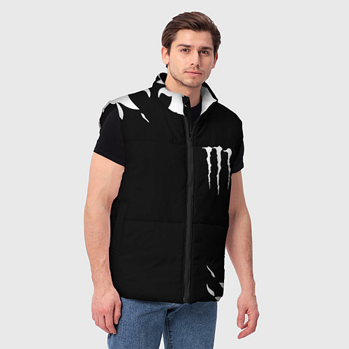 Мужской жилет Monster energy fire white / 3D-Черный – фото 3