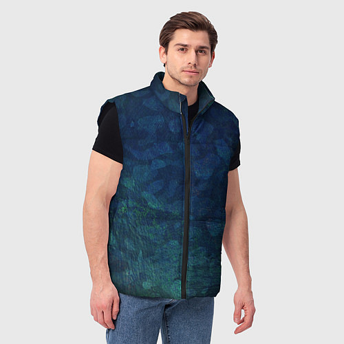 Мужской жилет Абстракция - marine camouflage / 3D-Черный – фото 3