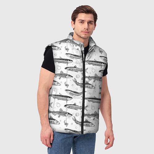 Мужской жилет Корюшка паттерн / 3D-Черный – фото 3