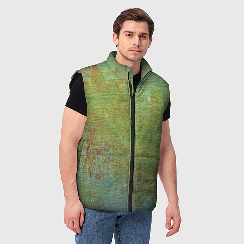 Мужской жилет Абстракция - green oil stain / 3D-Черный – фото 3