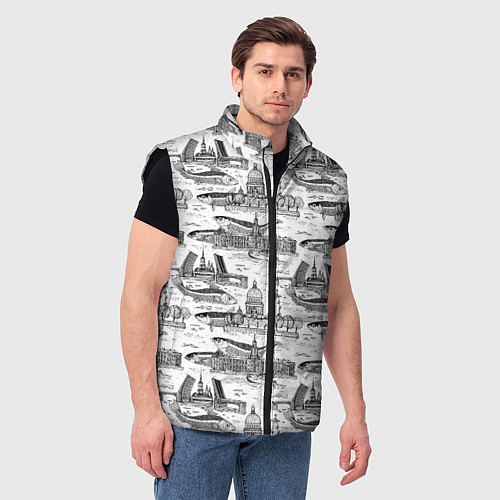 Мужской жилет Питер и корюшка / 3D-Черный – фото 3