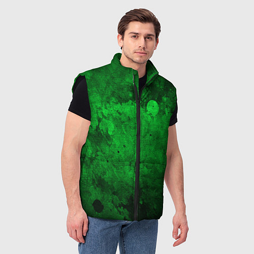 Мужской жилет Абстракция - green acid stains / 3D-Черный – фото 3