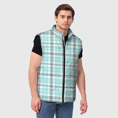 Мужской жилет Checkered light blue / 3D-Черный – фото 3