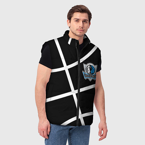 Мужской жилет Даллас Маверикс - текстура черного мяча / 3D-Черный – фото 3