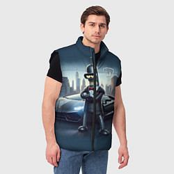 Мужской жилет Крутой Бендер рядом с Ламборджини, цвет: 3D-черный — фото 2