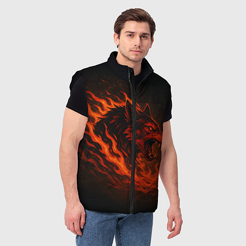 Мужской жилет Инфернальный волк / 3D-Черный – фото 3