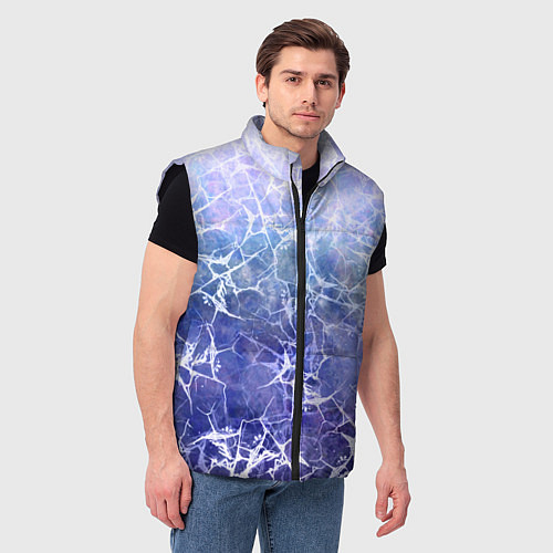 Мужской жилет Абстракция - white web on blue background / 3D-Черный – фото 3