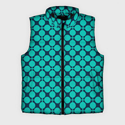 Мужской жилет Бирюзовый узор в клетку и горошек ретро, цвет: 3D-черный