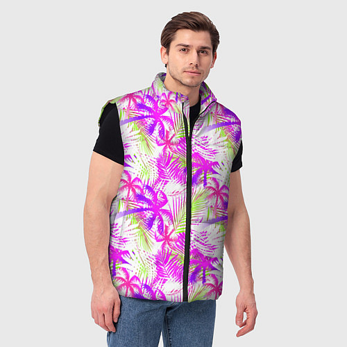 Мужской жилет Palm tree pink / 3D-Черный – фото 3