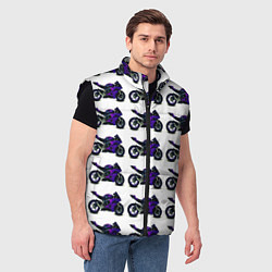 Мужской жилет Motorcycle purple gloss, цвет: 3D-черный — фото 2