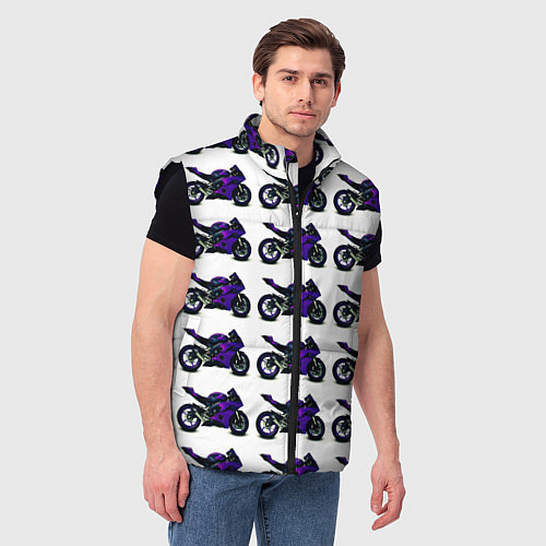 Мужской жилет Motorcycle purple gloss / 3D-Черный – фото 3