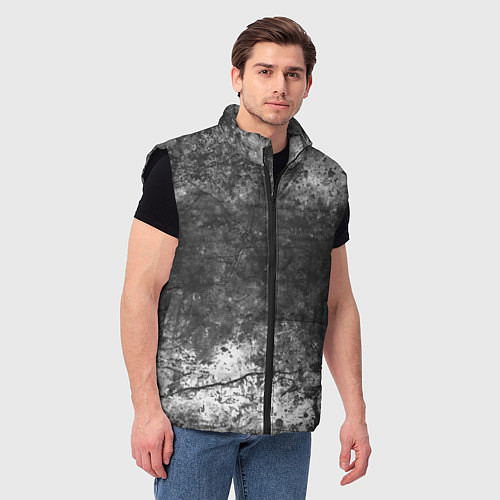 Мужской жилет Абстракция - grey and white wall with cracks / 3D-Черный – фото 3