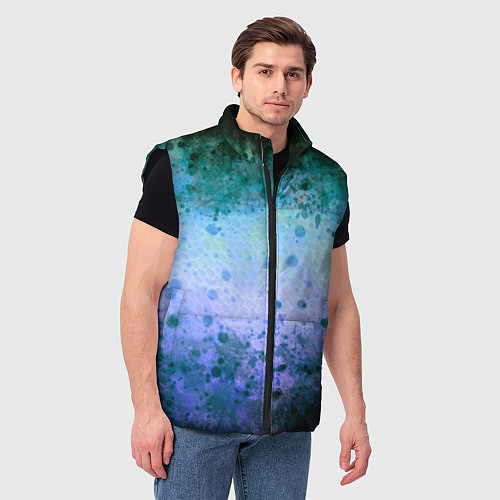 Мужской жилет Абстракция - blue-green acid / 3D-Черный – фото 3